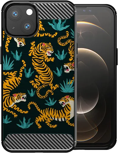 Vista 21 de CasesOnDeck - Funda compatible con Apple iPhone 13 Mini/iPhone 13 Mini, funda de diseño, delgada, negra, flexible, elegante, protección contra