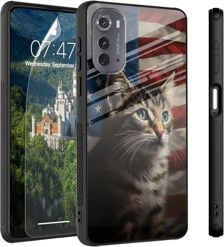 Vista 77 de Funda para Motorola Moto Edge 2022, cubierta trasera de vidrio templado con protector de pantalla, protección a prueba de golpes para Motorola Moto