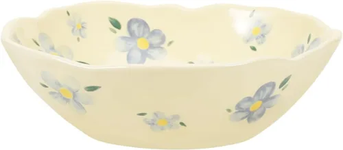 Vista 8 de Koythin - Cuencos para ensalada, lindos cuencos de cerámica con flores azules, cuenco de servir amarillo crema para pasta, cereal, fruta, sopa
