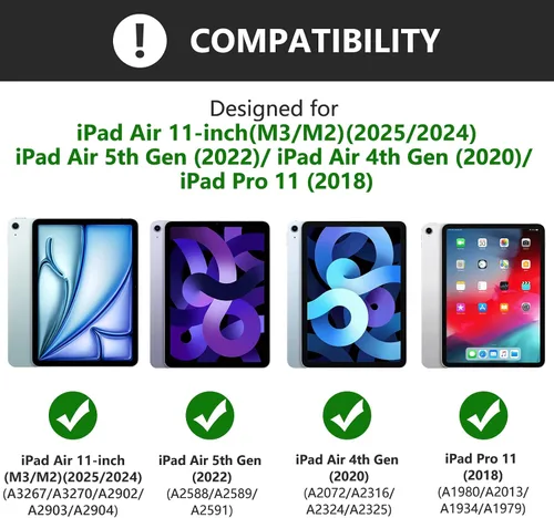 Vista 2 de KBCASE Funda para iPad Air de 11 pulgadas (M3/M2) 2025/2024 con Teclado, Funda de Teclado para iPad Air 5ª/4ª generación/para iPad Pro 11 2018