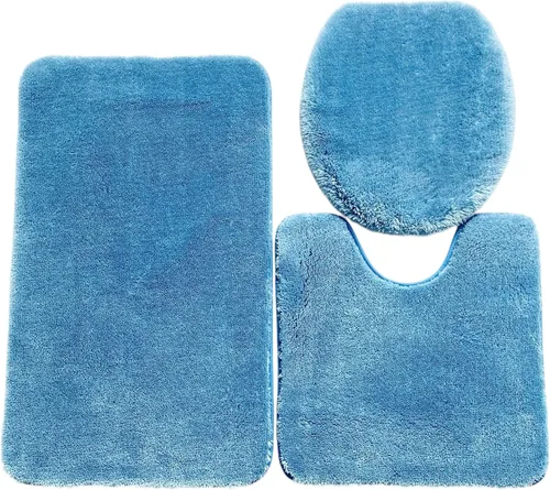 Vista 5 de Daniel's Bath & Beyond Alfombra de baño de lujo sólida de 3 piezas, color negro Verde salvia