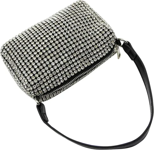 Vista 3 de RARITYUS Bolso de noche para mujer con forma de rosa de satén sedoso con elegante asa de metal para fiesta boda
