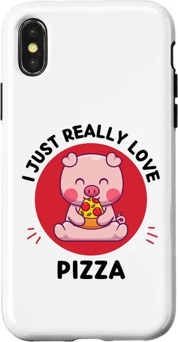 Vista 4 de iPhone 15 Kawaii Cute Pig I Just Really Love Pizza Lover Case
