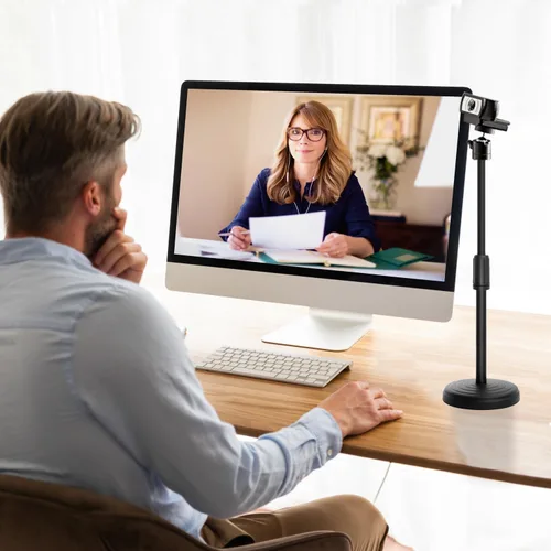 Vista 7 de Webcam Stand for Desk, 12.5 Inch Webcam Tripod Computer Camera Stand Webcam Mount with Phone Holder Desktop Web Cam Mount for Logitech C920 C922