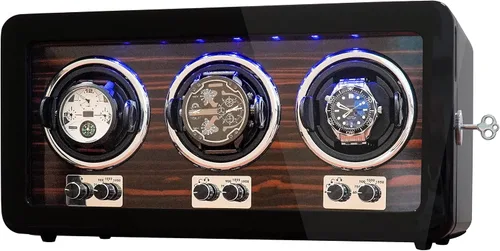 Vista 2 de Oryx Watch Winders for 36 Automatic Watches Wooden Rotating Watch Box 15 Rotation Modes Setting Display Case with LED Light, AC or USB Powered Super