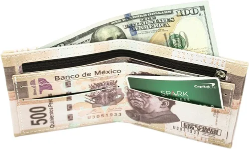 Vista 5 de Premium 500 Peso mexicano Bill Dinero Imprimir PU Cuero Billetera plegable, Peso mexicano