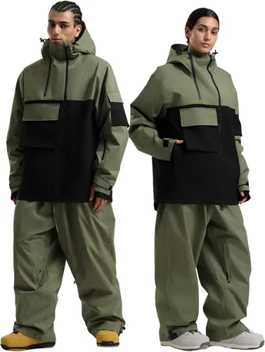 Vista 2 de GSOU SNOW Men's Snowboarding Jacket Loose Ski Snow Coat Waterproof Insulated Unisex Winter Jacket