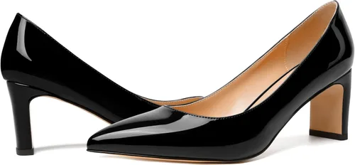 Vista 6 de NUMALEO Zapatos de tacón medio grueso para mujer, con puntera puntiaguda, de 2.5 pulgadas