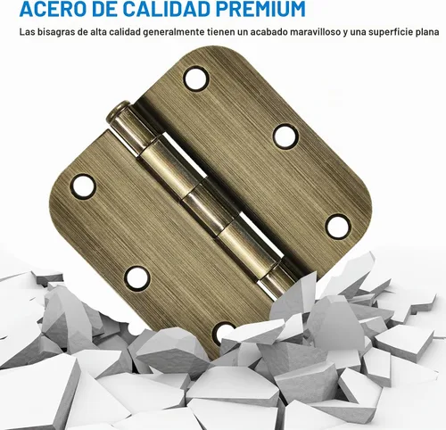 Vista 4 de TDCHINGES - Paquete de 3 bisagras redondeadas con radio de 5/8", de hierro, planas, estándar, fácil de instalar, para puertas dobles, habitación
