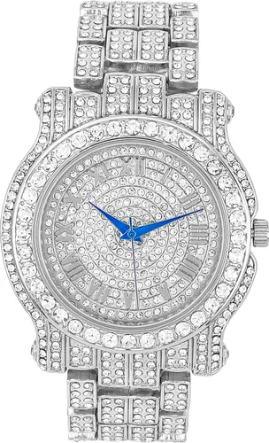 Vista 68 de Charles Raymond Bling-ed Out Ultimate Hip Hop Royalty Reloj para hombre con número romano de fácil lectura o indicadores de tiempo de diamantes