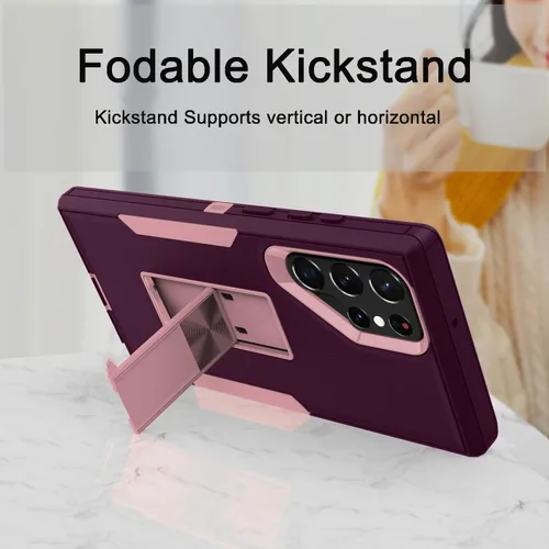 Vista 3 de Asuwish Funda de teléfono para Samsung Galaxy S22 Ultra 5G con protector de pantalla de vidrio templado y soporte delgado, híbrido, resistente