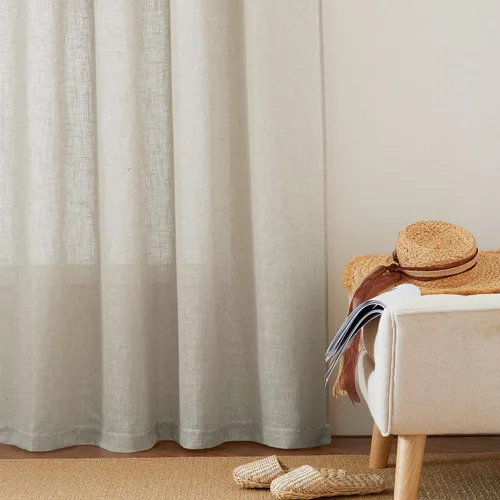 Vista 6 de RYB HOME - Cortinas de lino texturizado semitranslúcidas, privacidad media, filtro de luz, decoración de ventana para dormitorio/baño/sala de estar