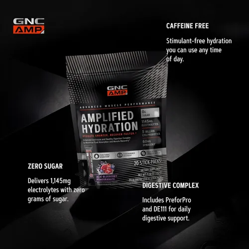 Vista 5 de GNC AMP Amplified Hydration, Acai Blueberry Granada, 20