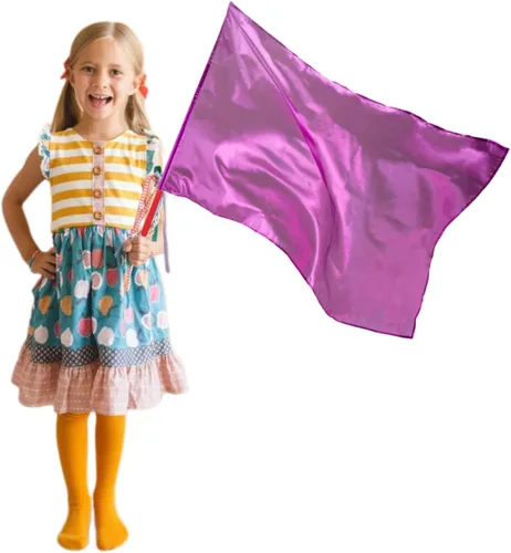 Vista 8 de Banderas de adoración con varilla escalable para niños y niños, bandera rectangular suave de poliéster de 36 pulgadas para práctica de danza