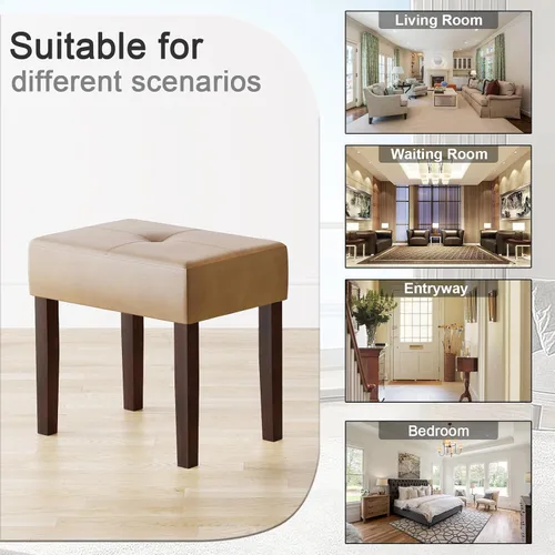 Vista 5 de EOSVALO Taburete de tocador de cuero, banco otomano rectangular de 18.7 pulgadas de ancho para sala de maquillaje, silla de tocador con patas