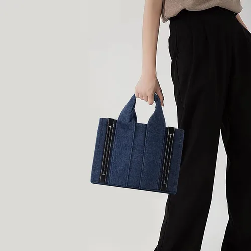 Vista 2 de Casual Bags for Women Patchwork Denim Tote Bag Designer Clutch Women Handbags Shoulder Crossbody Bags Ladies Shopper Purses