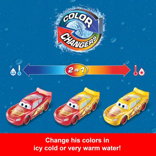 Vista 3 de Mattel Disney Pixar Cars - Colección de cambiadores de color, los autos de juguete cambian de color con el agua