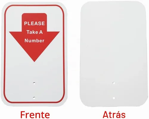 Vista 3 de Take-a-Number - Cartel dispensador de boletos con texto en inglés "Take A Number", color rojo y blanco