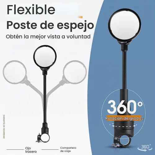 Vista 5 de West Biking Espejo de bicicleta para manillar, espejo retrovisor giratorio ajustable para bicicleta, espejo de seguridad convexo acrílico de gran