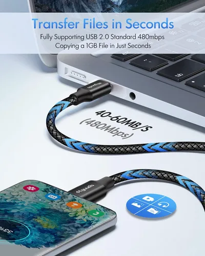 Vista 4 de etguuds Cable USB C a USB C 4 pies, paquete de 2 unidades, 60W de carga rápida tipo C a C para iPhone 17 16 15 Pro Max Plus Air 16e