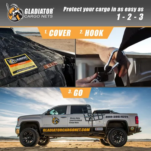 Vista 9 de RED DE CARGA GLADIATOR - Red de carga resistente - (WLL): 1,500 lbs - Accesorio para camioneta - Portador de carga - Organizador de camión