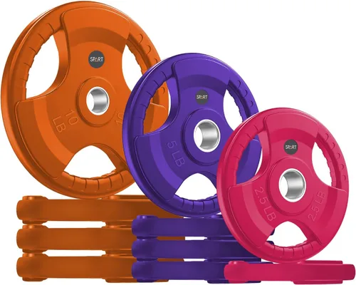 Vista 9 de SPART Placas de Peso Olímpico de 2 Pulgadas con Recubrimiento de Goma de Color en Pares o Individual para Entrenamiento de Fuerza, Levantamiento