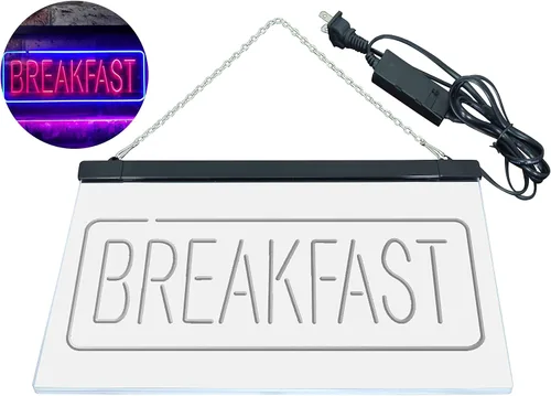 Vista 8 de ADVPRO All Day Breakfast Café - Letrero de neón LED de doble color, azul y rojo, 16 x 12 pulgadas, st6s43-i2862-br azul y Red