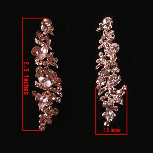 Vista 4 de NLCAC - Aretes para mujer, de cristal, largos, forma de pera, lágrima estrás, para novia, boda