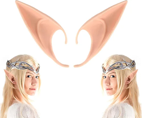 Vista 18 de Orejas de elfo Pixie de hadas para cosplay, disfraz de fiesta, accesorios de mascarada para Halloween, Navidad (2 pares)