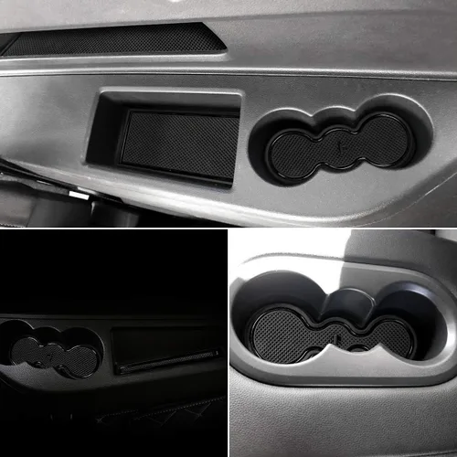 Vista 3 de Auovo Portavasos para puerta para Volkswagen VW Atlas Accesorios 2023 2022-2018 Interior personalizado para consola de automóvil, portavasos de Negro