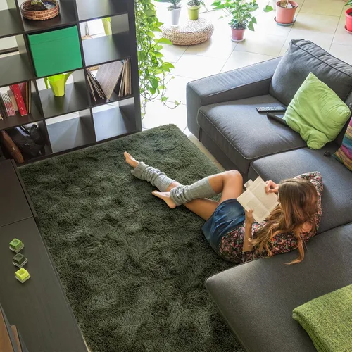 Vista 39 de Softlife Alfombra naranja para dormitorio, alfombra de felpa esponjosa para sala de estar para niñas, alfombra lanuda para niños, alfombra suave