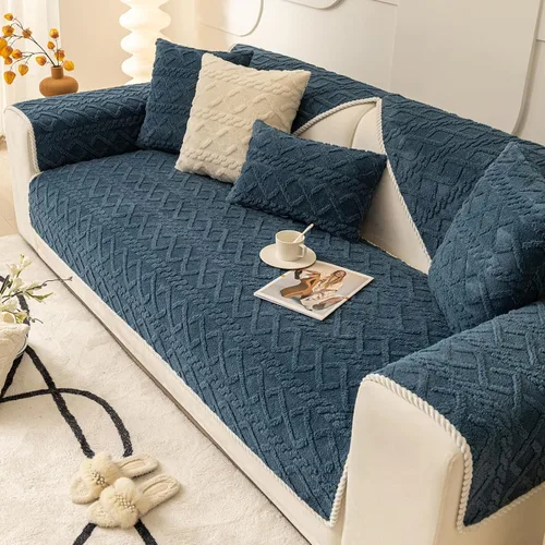Vista 16 de vctops Fundas de sofá de jacquard geométrico de lujo para sofá de granja, funda neutra antideslizante para sofá seccional, funda suave y cálida