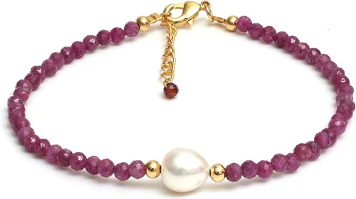 Vista 13 de Gempires - Pulseras de cuentas de cristal hechas a mano con joyería de perlas de agua dulce hipoalergénicas, chapadas en oro de 7.5 pulgadas