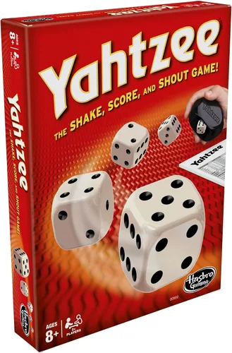 Vista 4 de Hasbro Gaming Yahtzee Game, juegos de dados de juego rápido para niños, adolescentes y adultos, juegos de estrategia, juegos familiares para niños