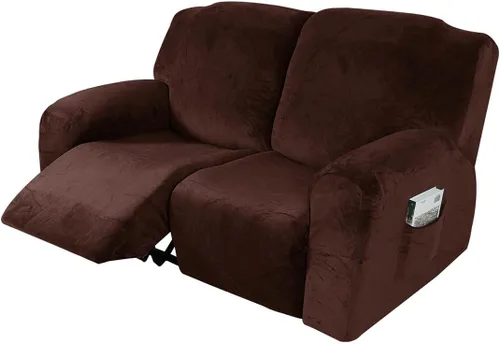 Vista 25 de vctops Fundas reclinables de felpa de terciopelo de lujo, 4 piezas, fundas elásticas y suaves para sofá, protector antideslizante de muebles