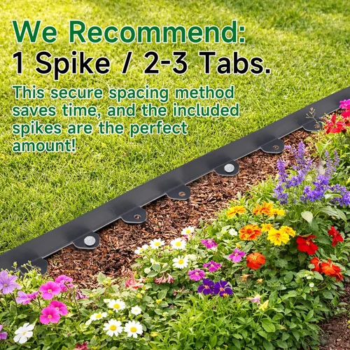 Vista 5 de Gardzen Kit de Bordes para Paisajismo de 1.5" x 20', Borde de Jardín y Césped Sin Excavación con 24 Piezas de Estacas, Borde Flexible para Cama