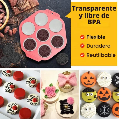 Vista 5 de Sidosir - 3 moldes de silicona para galletas de chocolate, cilindro redondo de 7 cavidades para dulces, moldes de silicona para hornear mini