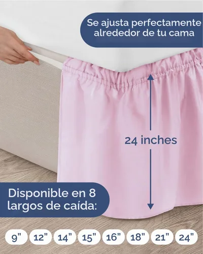 Vista 4 de CGK Falda de cama envolvente – dormitorio universitario – 24 pulgadas 32 - rosa claro