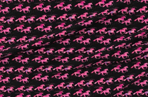 Vista 4 de Spoonflower Tela – Unicornios de acuarela negro rosa mágico impreso en tela de gasa cuarto gordo – costura moda vestidos decoración del hogar