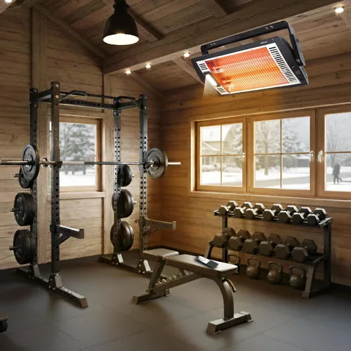 Vista 7 de Shinic Calentadores eléctricos de garaje con control remoto, calentador de cuarzo radiante montado en el techo de 1500 W/750 W con luz de trabajo