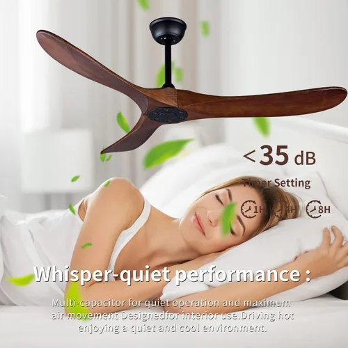 Vista 6 de Ventilador de techo para dormitorio de 52", ventilador de techo de 3 aspas con control remoto, ventiladores de techo sin luces, 2 barras de Cuerpo