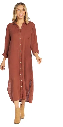 Vista 6 de Mud Pie Clemmy - Vestido largo para mujer, color óxido, talla M, Herrumbre
