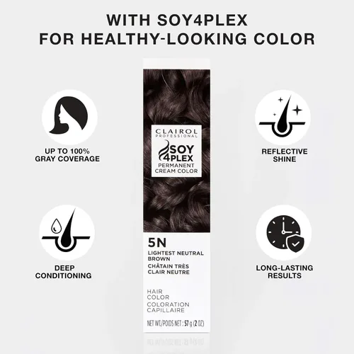 Vista 4 de Clairol Professional Permanent Cream Hair Color 100% Gray Coverage Blonde, Brown, Black, & Red-Violet Shades Deep Conditioning & Fade