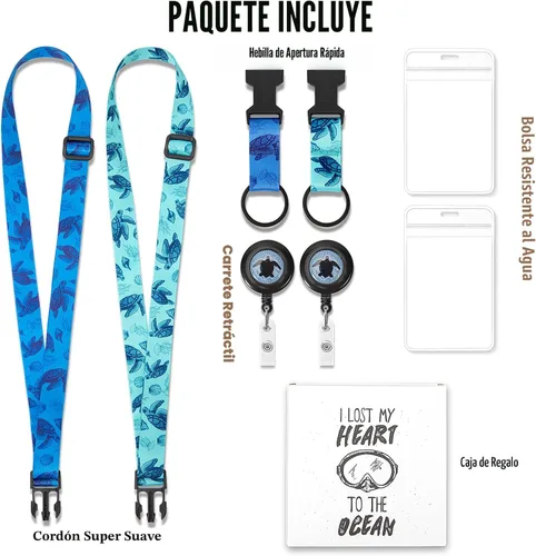 Vista 6 de MNGARISTA Cordón retráctil para tarjetas de crucero, cordones impermeables para tarjetas de crucero con soporte de identificación, paquete de 2