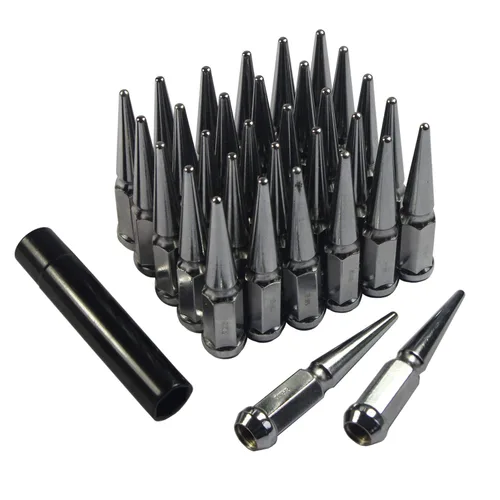 Vista 9 de JDMSPEED Nuevas 32 piezas de tuercas de pico negras sólidas 9/16-18 de repuesto para Dodge Ram 2500 3500 Ford F250 F350 Negro