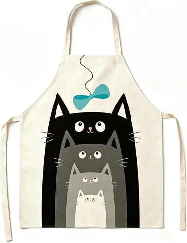 Vista 12 de Delantal de gato lindo delantal de cocina para mujeres y hombres, delantales divertidos para cocinar, hornear, pintura, jardinería y fiesta