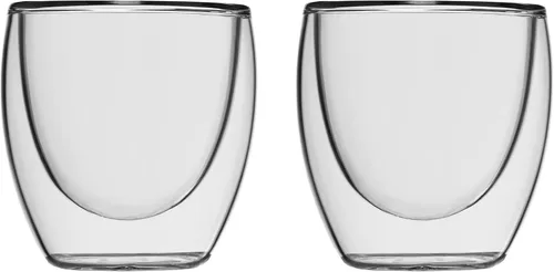 Vista 4 de Taza aislada de doble pared para café, capuchino, café con leche, espresso, té, térmico, transparente, 3.2 fl oz, 2 tazas/tazas (paquete de 2)