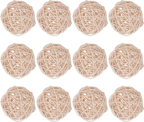 Vista 11 de MECCANIXITY 12 bolas decorativas de mimbre de ratán de 2.8 pulgadas para rellenos de jarrones, bodas, jardines, fiestas de pasillo, color negro