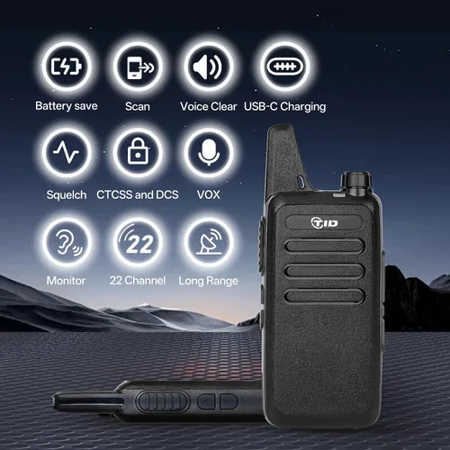 Vista 2 de TID RADIO TD-M8s Walkie Talkies para adultos, radio bidireccional de largo alcance, radios FRS VOX sin licencia, walkie talkies recargables de 2
