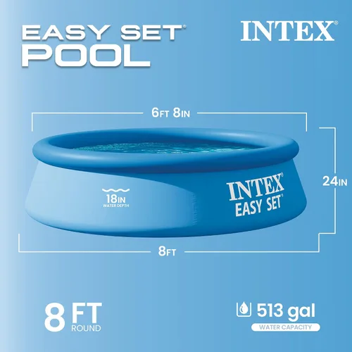 Vista 2 de INTEX 28107EH Juego de piscina inflable fácil de instalar: 8 pies x 24 pulgadas - Incluye bomba de filtro de cartucho de 330 GPH